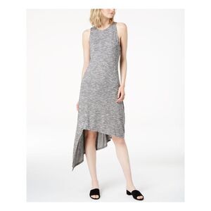 BAR III Womens Gray Asymmetrical Knit Sleeveless Crew Neck Knee Length Dress S